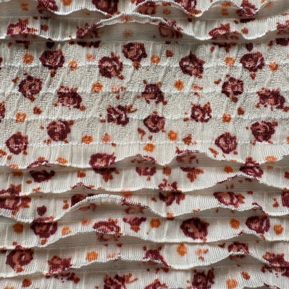 Free People NWOT Shimmy Bitsy Ditsy Floral  Mini Dress Sheer Mesh Ruffle Small‎